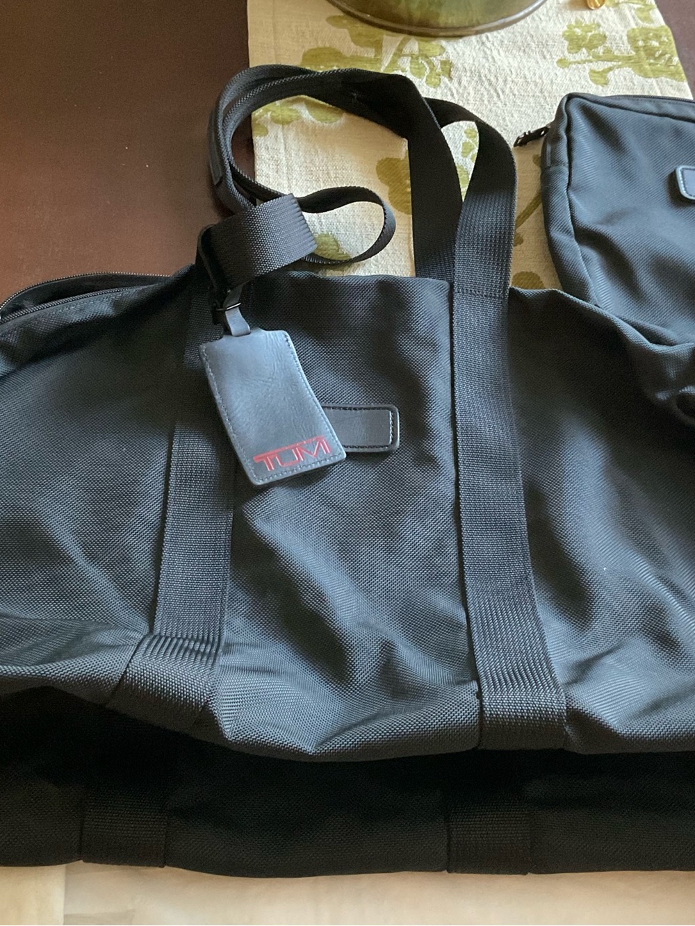 TUMI Alpha 2 Travel Satchel /Weekender Black Nylon Duffle/Tote Bag-2 PCS